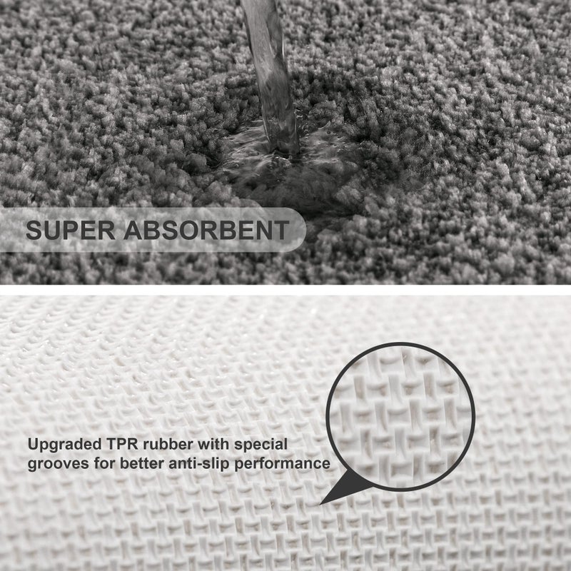 VANZAVANZU Bath Mats Non Slip Ultra Soft Absorbant Microfiber Fluffy Thick Bathroom Rugs Machine Washable (24"x36", Dark Gray) - Image 5
